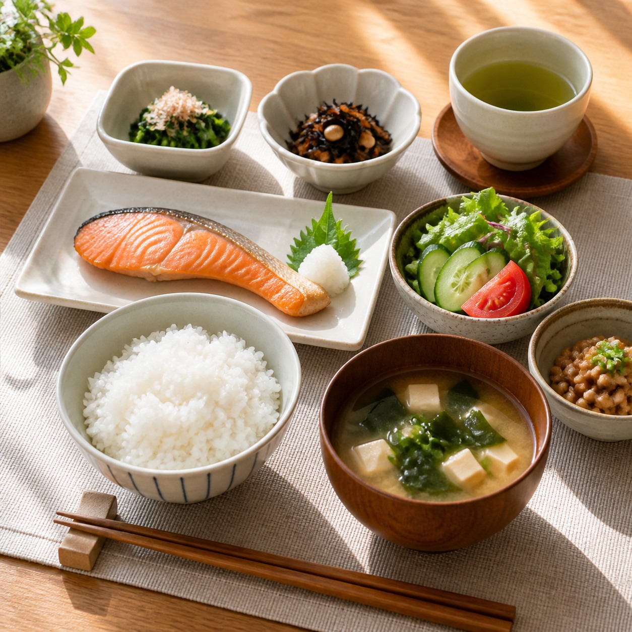 栄養バランスの取れた和食の食卓