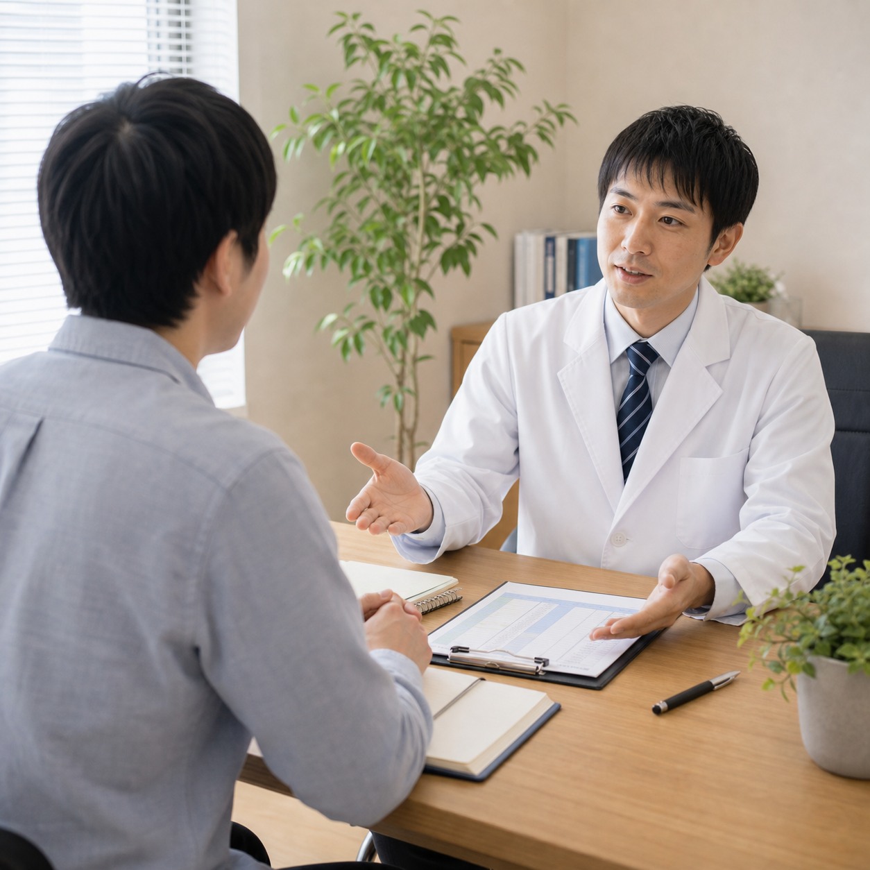 復職について医師と相談する場面