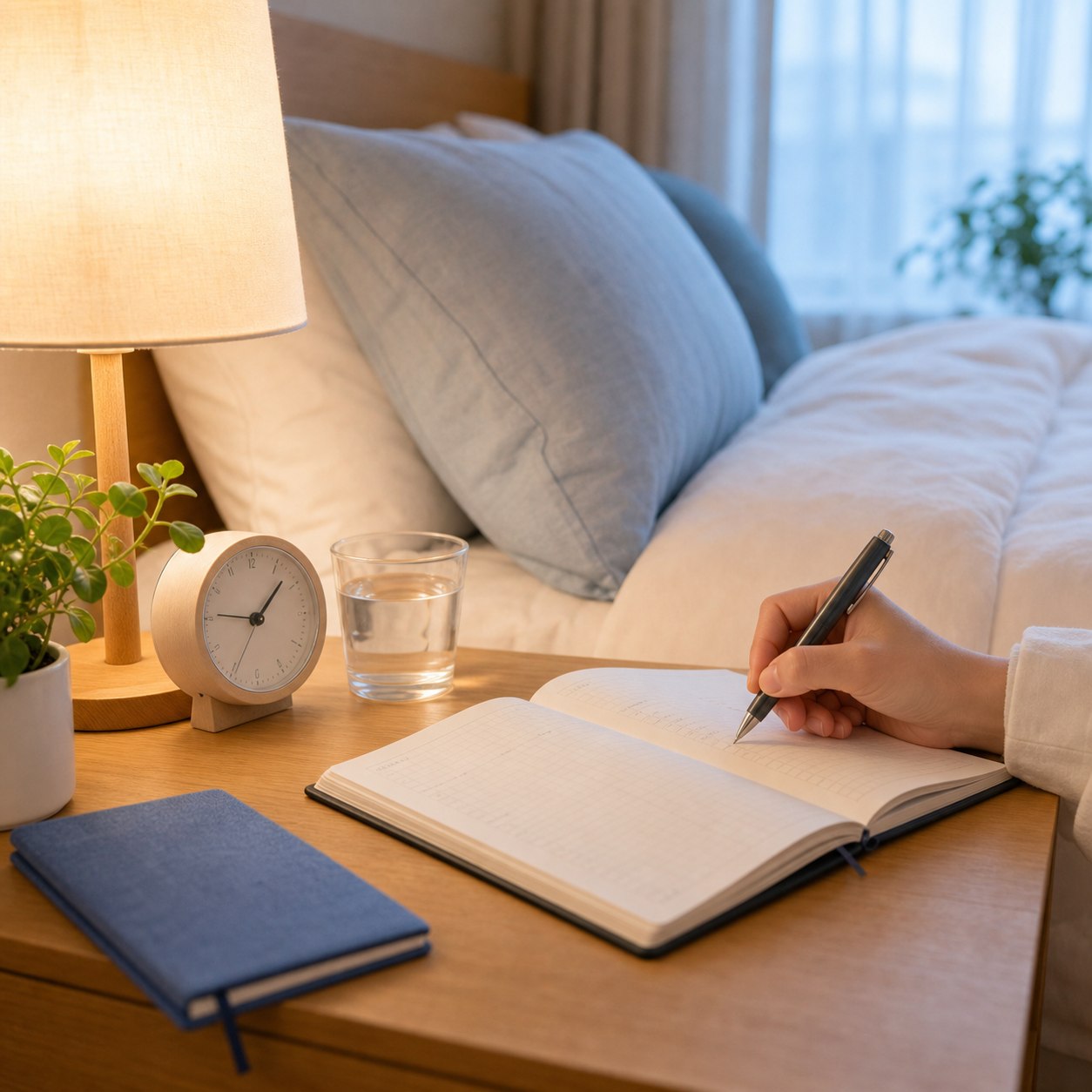 睡眠日誌と寝室環境を整えるベッドサイド