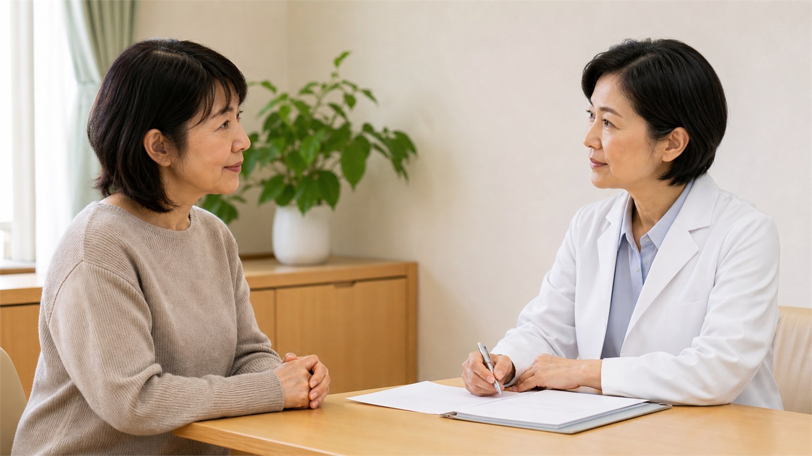 気分と身体の症状や生活への影響を女性医師へ相談する日本人女性