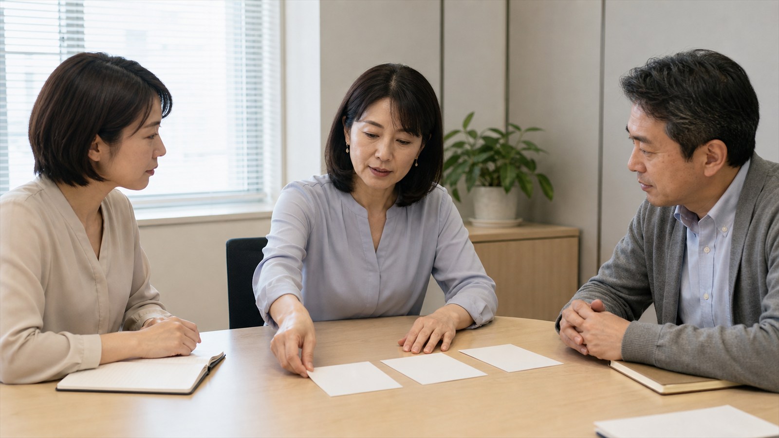 更年期症状に合わせた勤務時間や休憩を職場で相談する日本人女性