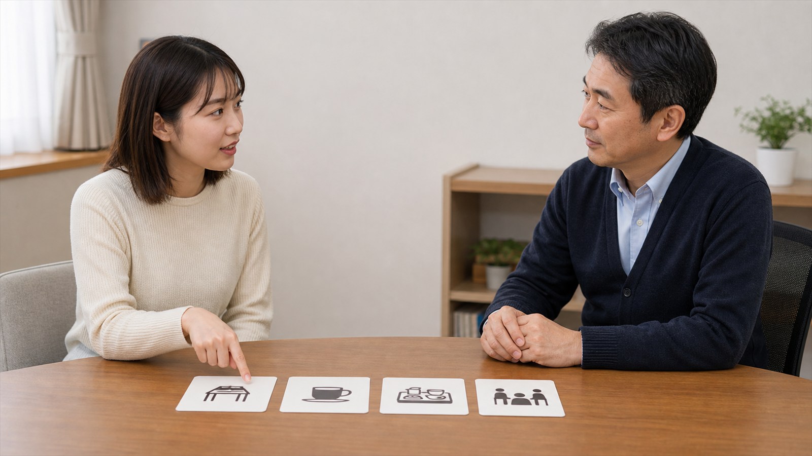 会食場面ごとの困りごとを医師と整理する日本人患者