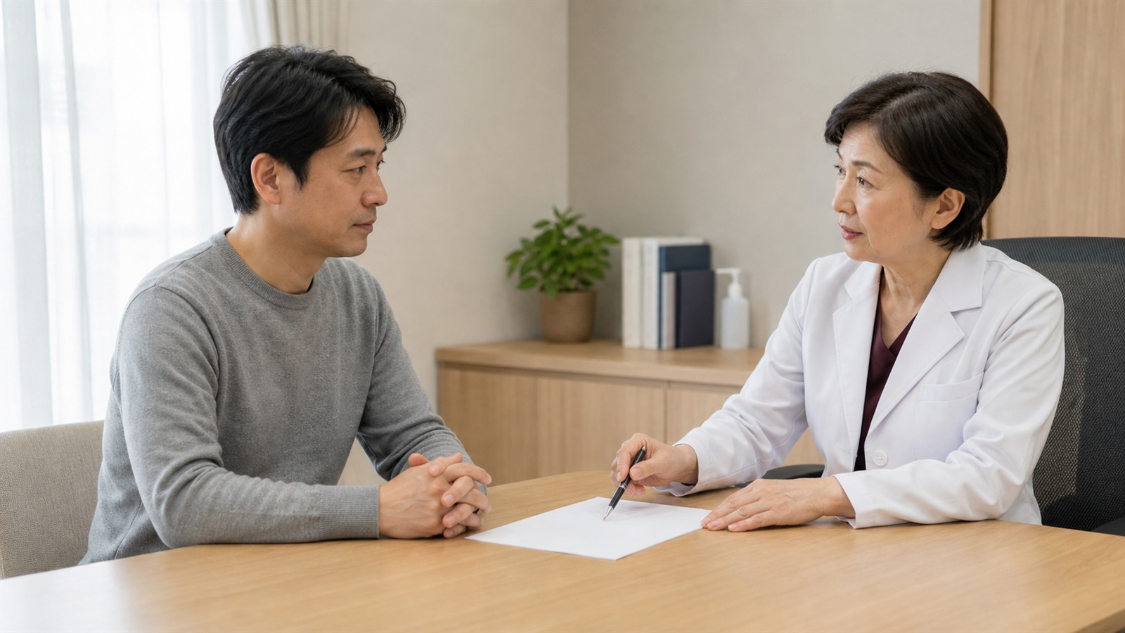天候で変わる頭痛とめまいについて医師へ相談する日本人患者