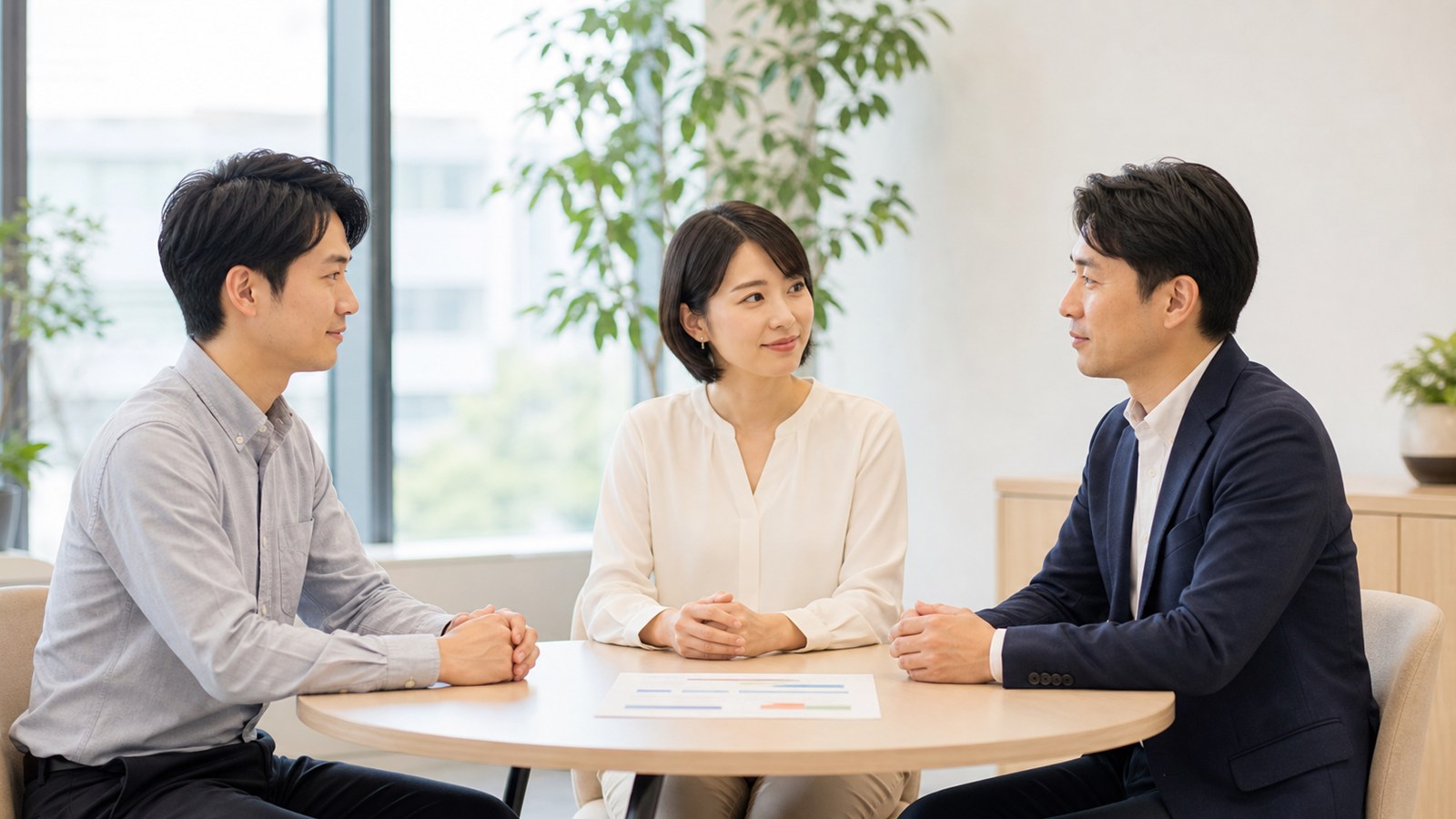 復職後の業務量と勤務上の配慮を上司や人事担当者と相談する日本人会社員